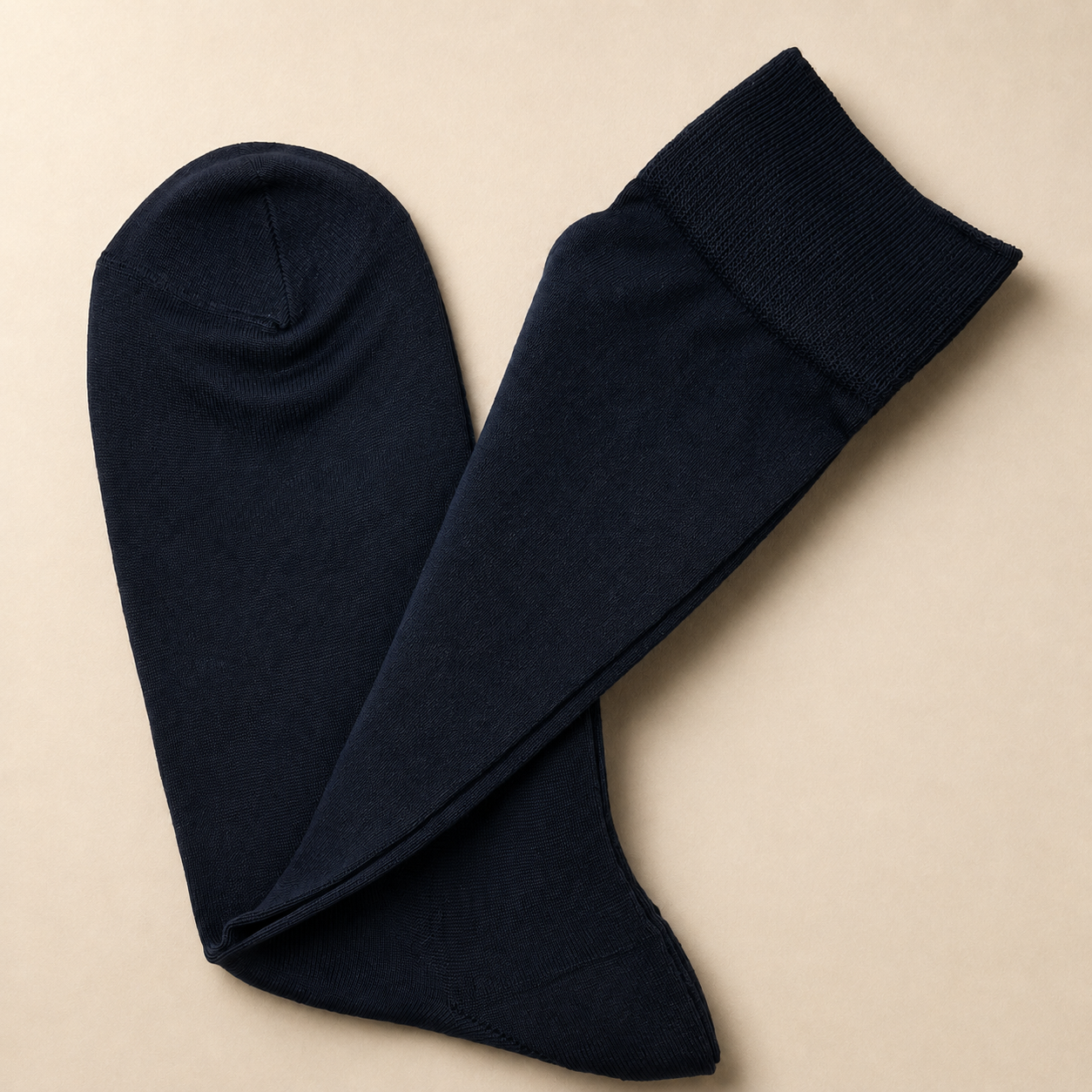 TUVEN Dress — navy mercerised cotton socks
